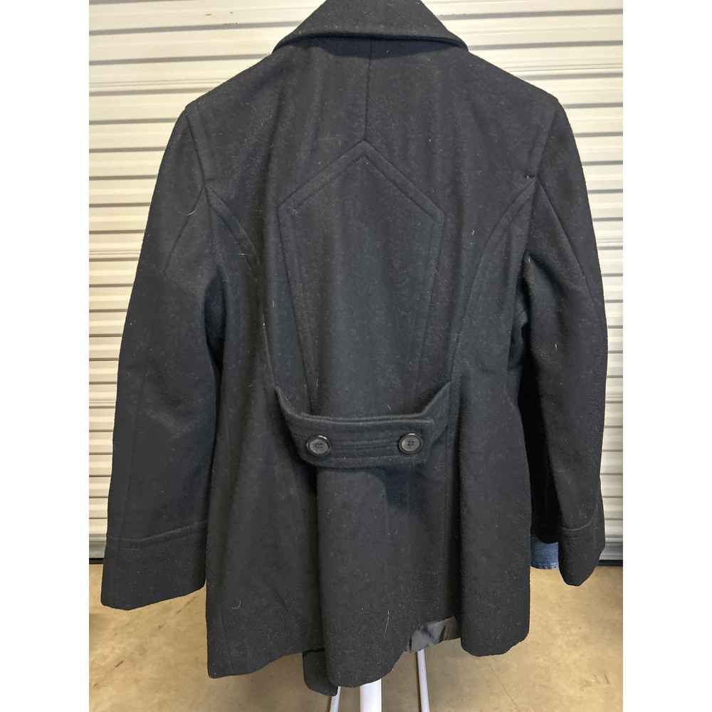 Jason Kole Pea Coat Womens M Black Wool Blend Double Breasted Classic Jacket - Picture 2 of 9